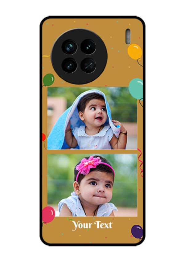 Vivo X90 5G Personalized Glass Phone Case - Image Holder with Birthday Celebrations Design