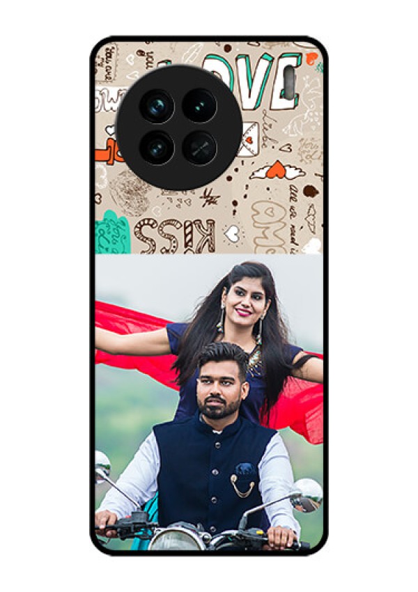 Vivo X90 5G Custom Glass Phone Case - Love Doodle Pattern