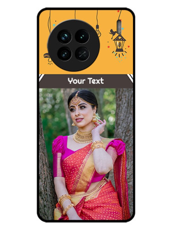 Custom Vivo X90 5G Custom Glass Mobile Case - with Family Picture and Icons