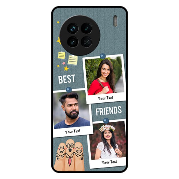 Vivo X90 5G Personalized Glass Phone Case - Sticky Frames and Friendship Design Vivo X90 5G Personalized Glass Phone Case - Sticky Frames and Friendship Design