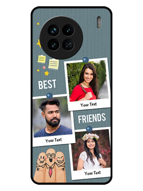 Custom Vivo X90 5G Personalized Glass Phone Case - Sticky Frames and Friendship Design