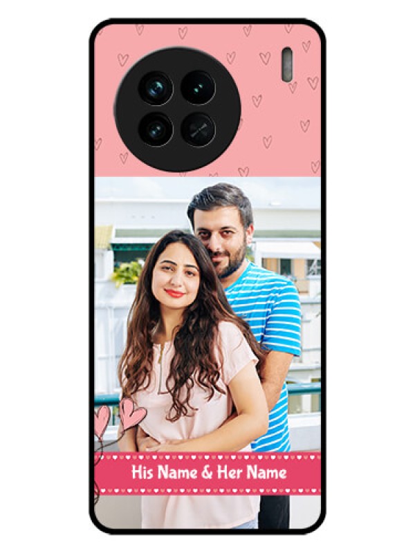 Custom Vivo X90 5G Personalized Glass Phone Case - Love Design Peach Color