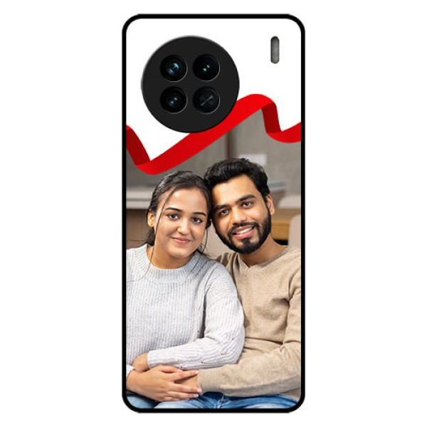 Vivo X90 5G Photo Printing on Glass Case - Red Ribbon Frame Design