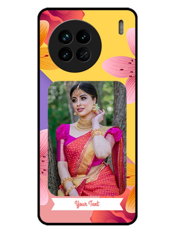 Custom Vivo X90 5G Custom Glass Mobile Case - 3 Image With Vintage Floral Design