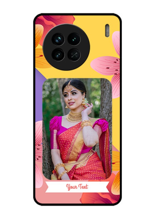Vivo X90 5G Custom Glass Mobile Case - 3 Image With Vintage Floral Design