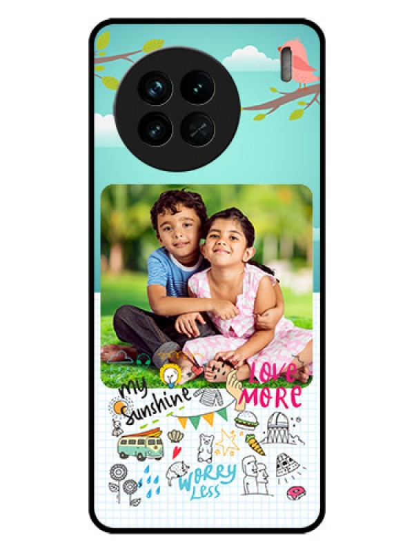 Custom Vivo X90 5G Photo Printing on Glass Case - Doodle love Design