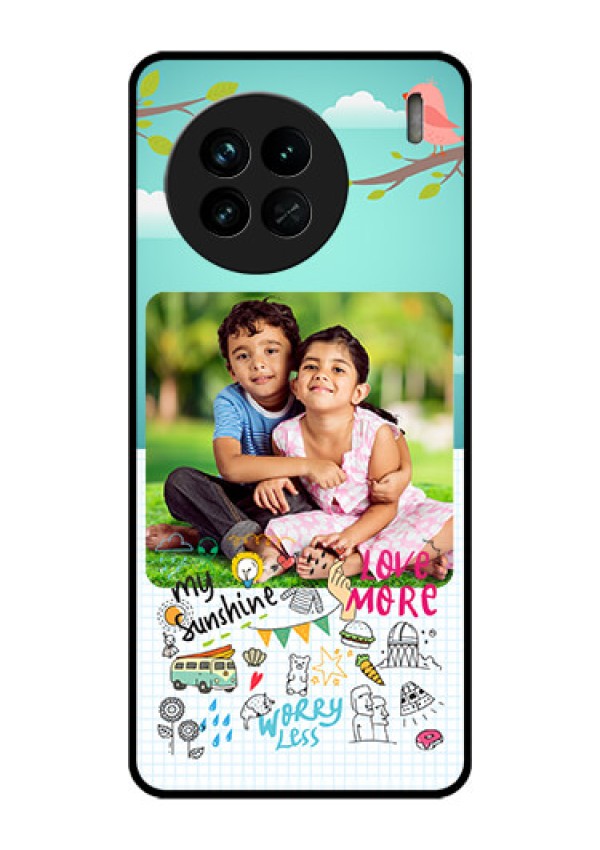 Vivo X90 5G Photo Printing on Glass Case - Doodle love Design