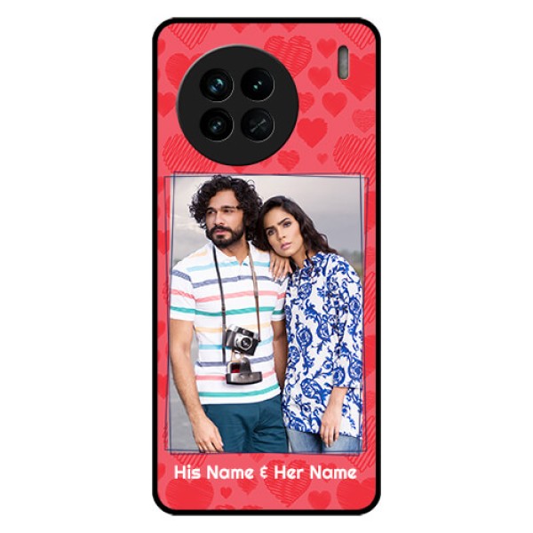 Vivo X90 5G Photo Printing on Glass Case - with Red Heart Symbols Design Vivo X90 5G Photo Printing on Glass Case - with Red Heart Symbols Design
