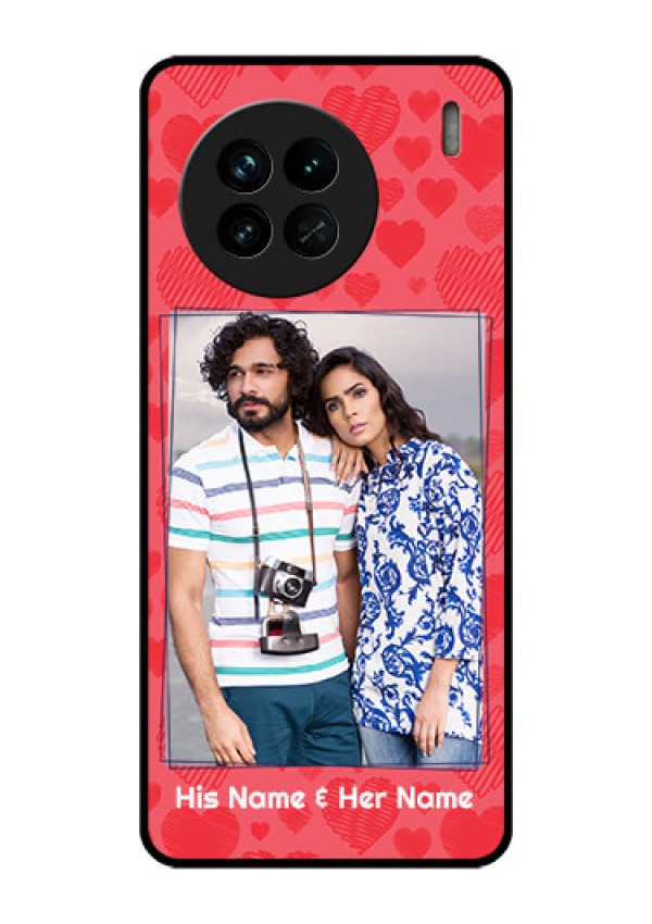 Vivo X90 5G Photo Printing on Glass Case - with Red Heart Symbols Design