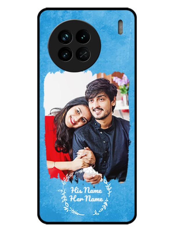 Custom Vivo X90 5G Custom Glass Phone Case - Blue Color Vintage Design