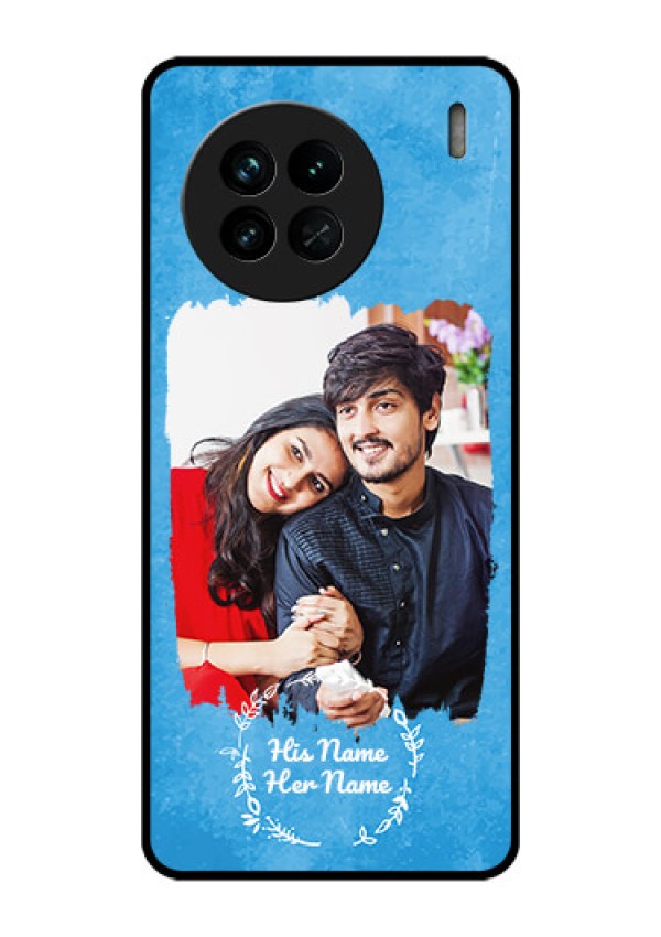 Vivo X90 5G Custom Glass Phone Case - Blue Color Vintage Design