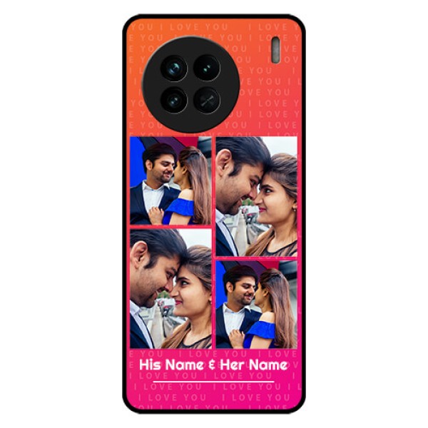 Vivo X90 5G Custom Glass Phone Case - I Love You Pink Design