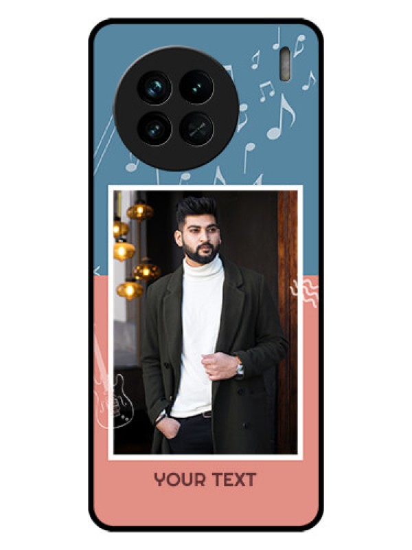 Custom Vivo X90 5G Photo Printing on Glass Case - with Color Musical Note Design