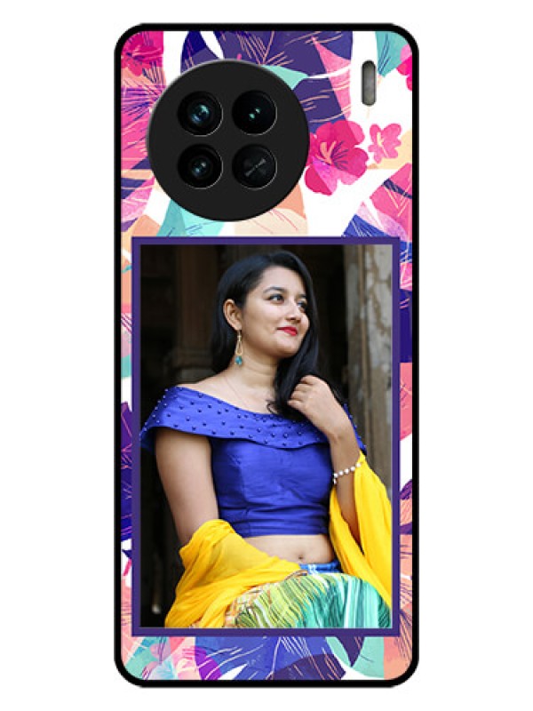 Custom Vivo X90 5G Custom Glass Mobile Case - Abstract Floral Design