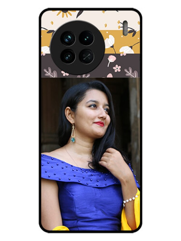 Custom Vivo X90 5G Custom Glass Phone Case - Stylish Floral Design