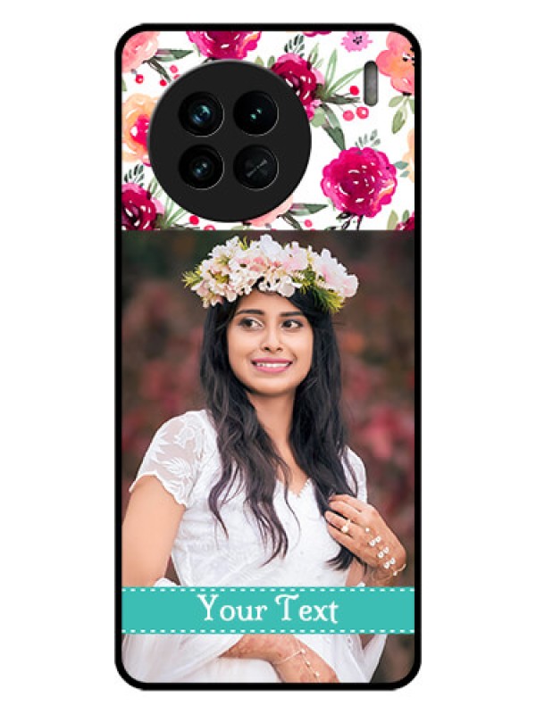 Custom Vivo X90 5G Custom Glass Phone Case - Watercolor Floral Design