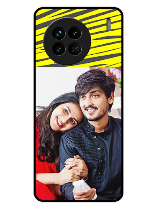Custom Vivo X90 5G Photo Printing on Glass Case - Yellow Abstract Design