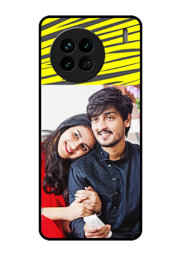 Vivo X90 5G Photo Printing on Glass Case - Yellow Abstract Design