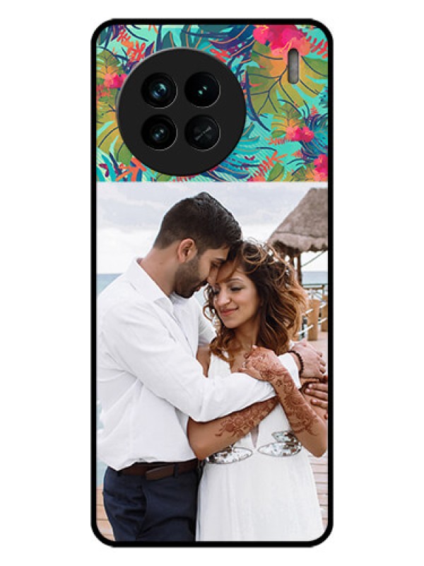 Custom Vivo X90 5G Photo Printing on Glass Case - Watercolor Floral Design