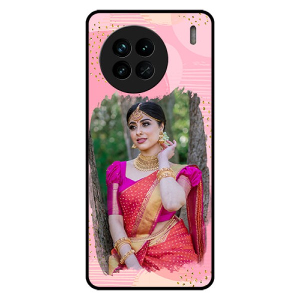 Vivo X90 5G Personalized Glass Phone Case - Gold Glitter Splash Design
