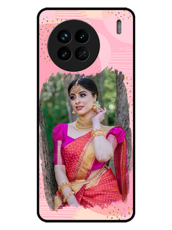 Custom Vivo X90 5G Personalized Glass Phone Case - Gold Glitter Splash Design