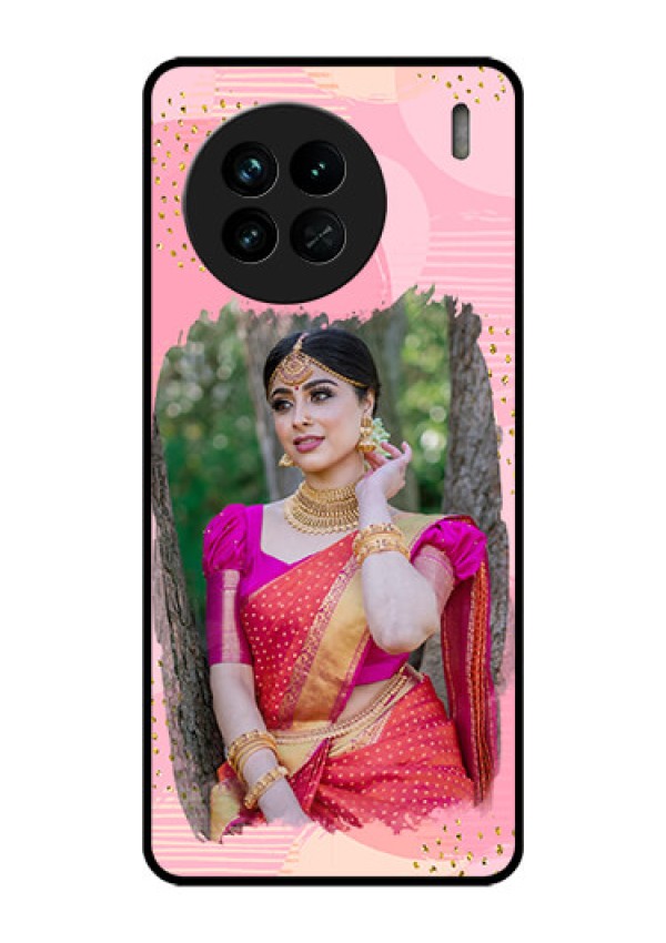 Vivo X90 5G Personalized Glass Phone Case - Gold Glitter Splash Design