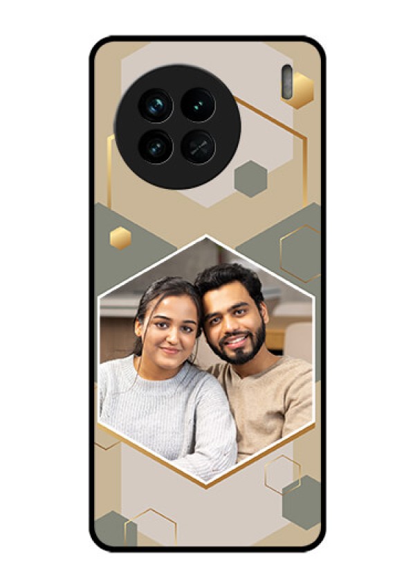 Vivo X90 5G Photo Printing on Glass Case - Stylish Hexagon Pattern Design