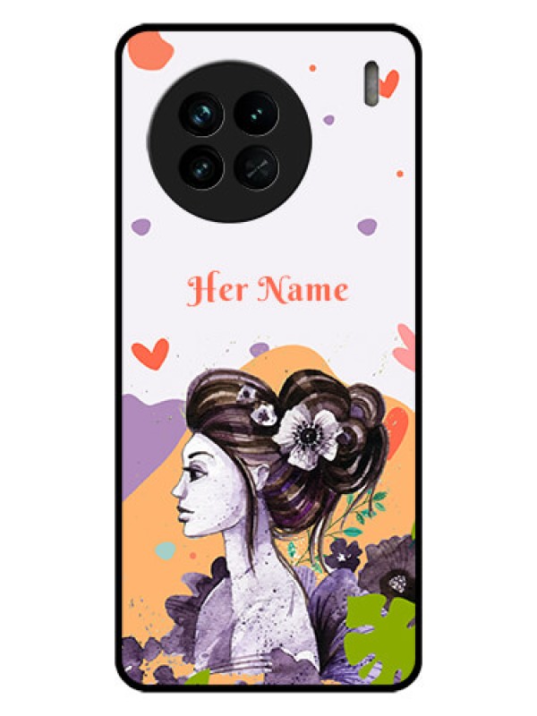 Custom Vivo X90 5G Personalized Glass Phone Case - Woman And Nature Design