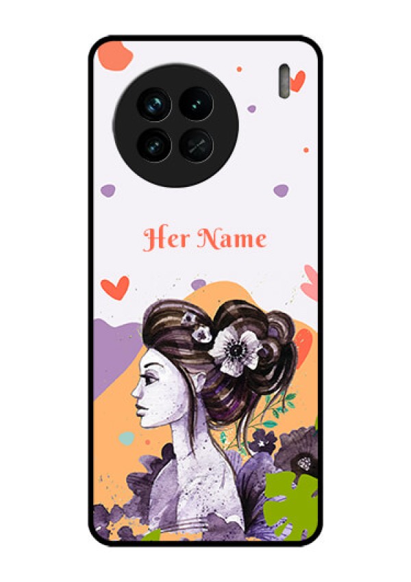 Vivo X90 5G Personalized Glass Phone Case - Woman And Nature Design