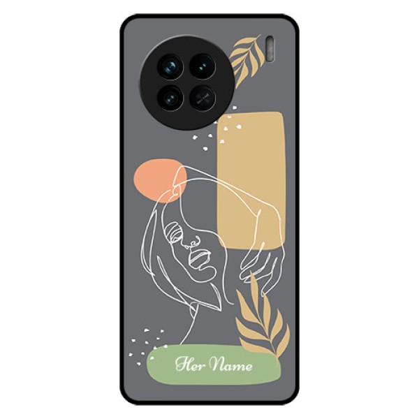 Vivo X90 5G Custom Glass Phone Case - Gazing Woman line art Design