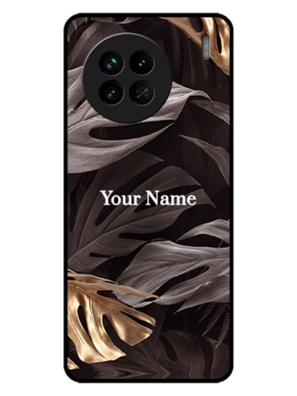 Custom Vivo X90 5G Personalised Glass Phone Case - Wild Leaves digital paint Design