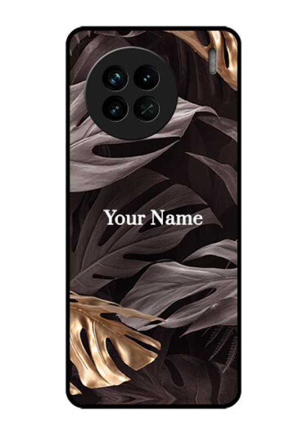 Vivo X90 5G Personalised Glass Phone Case - Wild Leaves digital paint Design