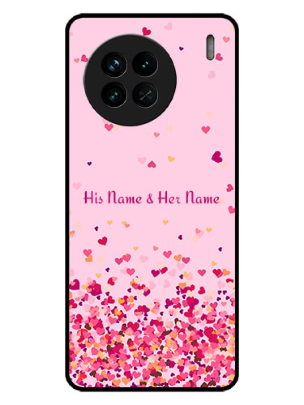 Custom Vivo X90 5G Photo Printing on Glass Case - Floating Hearts Design