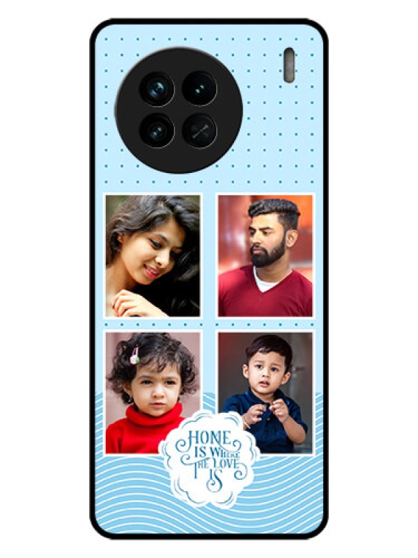 Custom Vivo X90 5G Custom Glass Phone Case - Cute love quote with 4 pic upload Design