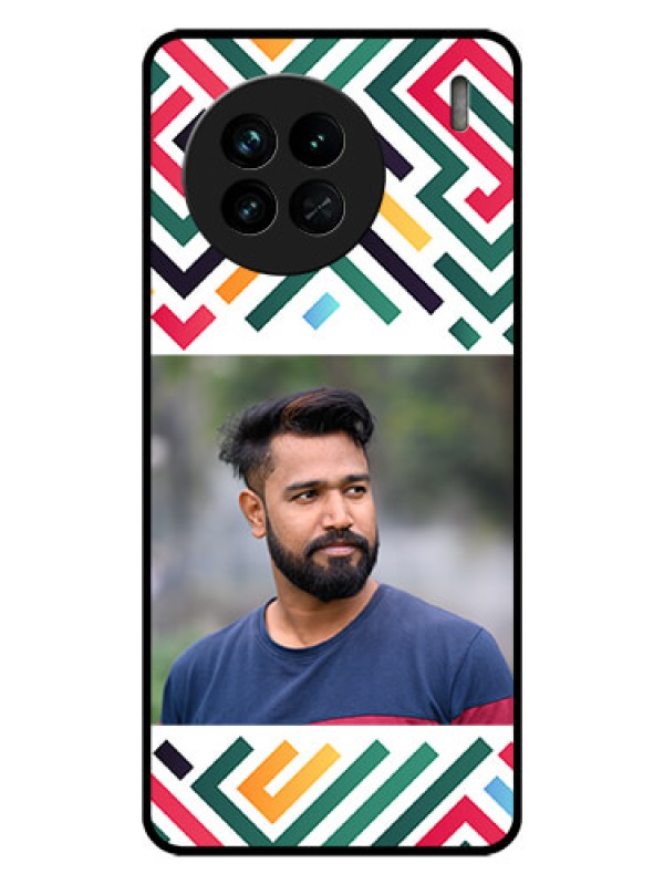 Custom Vivo X90 5G Personalized Glass Phone Case - Colorful Maze Pattern Design