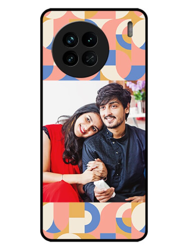 Custom Vivo X90 5G Photo Printing on Glass Case - Semi-circle Maze Pattern Design