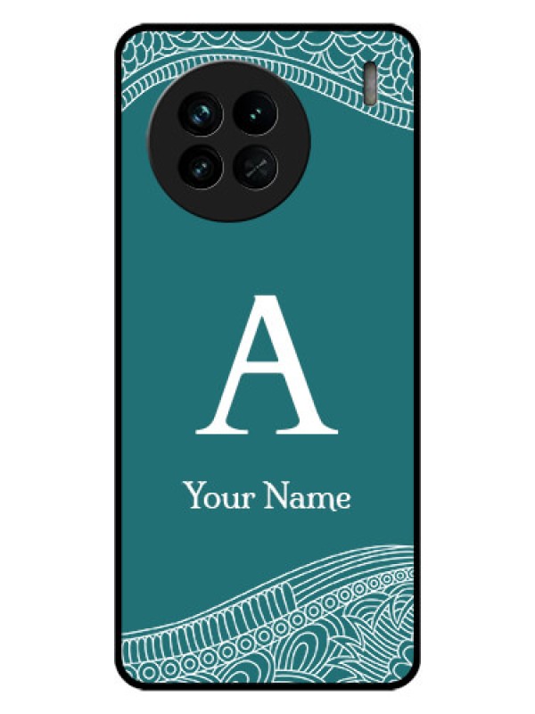 Custom Vivo X90 5G Personalized Glass Phone Case - line art pattern with custom name Design