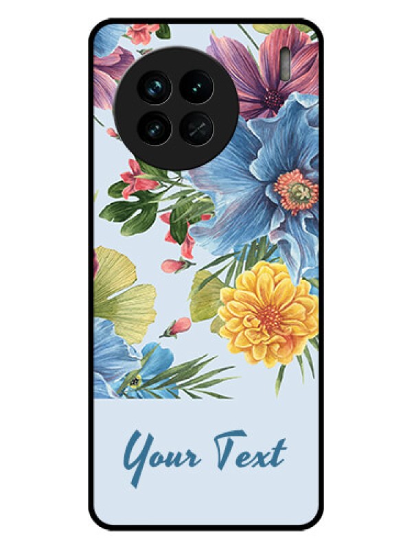 Custom Vivo X90 5G Custom Glass Mobile Case - Stunning Watercolored Flowers Painting Design