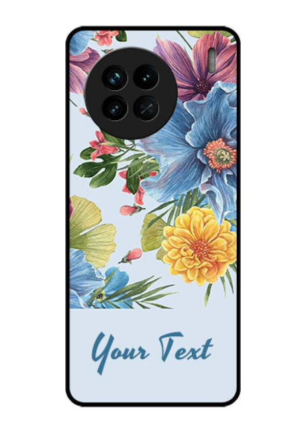 Vivo X90 5G Custom Glass Mobile Case - Stunning Watercolored Flowers Painting Design