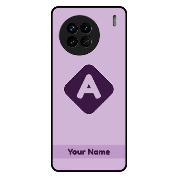 Vivo X90 5G Custom Glass Mobile Case - Custom Letter in curved badge Design Vivo X90 5G Custom Glass Mobile Case - Custom Letter in curved badge Design