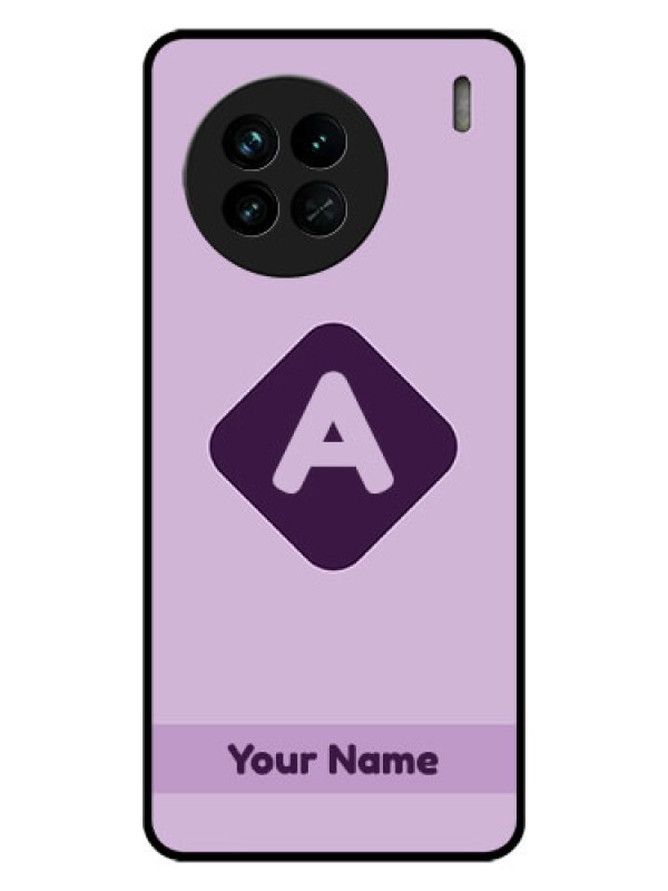 Custom Vivo X90 5G Custom Glass Mobile Case - Custom Letter in curved badge Design