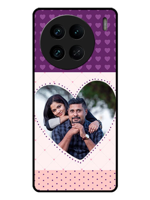 Custom Vivo X90 Pro 5G Custom Glass Phone Case - Violet Love Dots Design
