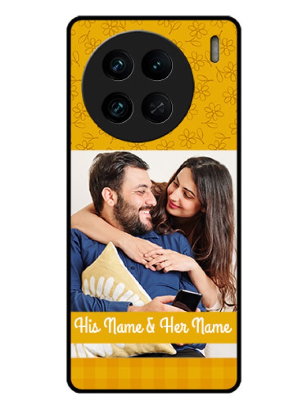 Custom Vivo X90 Pro 5G Custom Glass Mobile Case - Yellow Floral Design