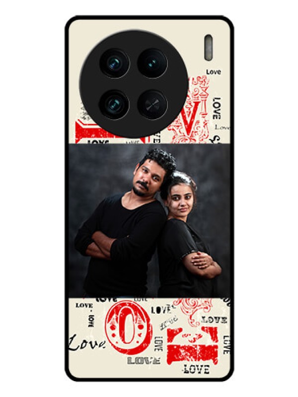 Custom Vivo X90 Pro 5G Photo Printing on Glass Case - Trendy Love Design Case