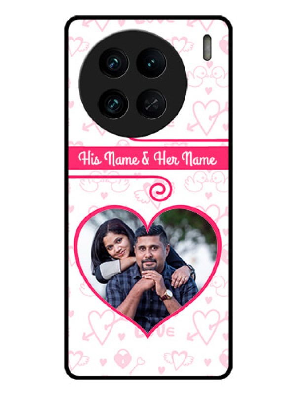 Custom Vivo X90 Pro 5G Personalized Glass Phone Case - Heart Shape Love Design