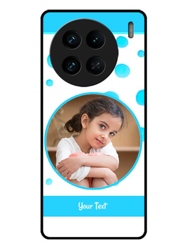 Custom Vivo X90 Pro 5G Photo Printing on Glass Case - Blue Bubbles Pattern Design