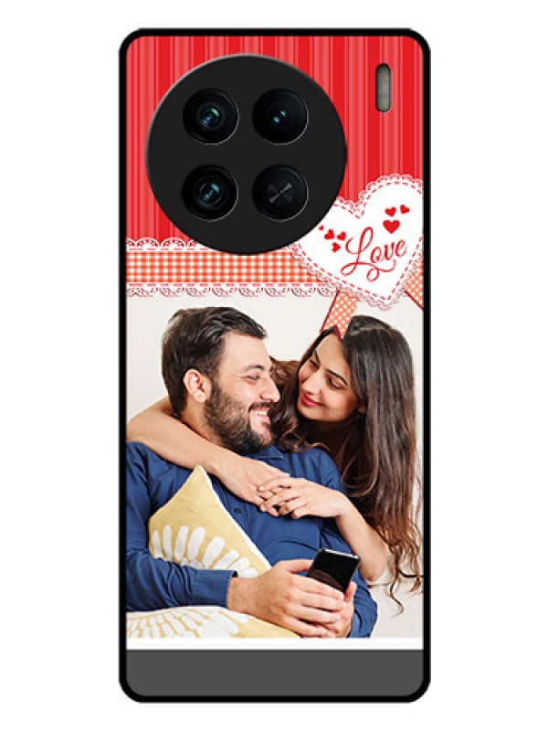Custom Vivo X90 Pro 5G Custom Glass Mobile Case - Red Love Pattern Design