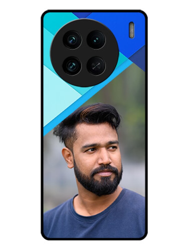 Custom Vivo X90 Pro 5G Custom Glass Phone Case - Blue Pattern Design
