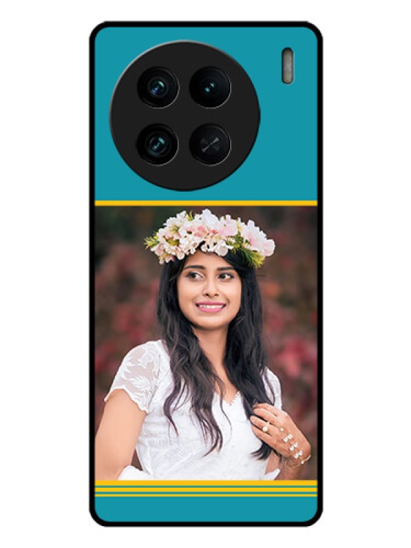 Custom Vivo X90 Pro 5G Custom Glass Phone Case - Yellow & Blue Design