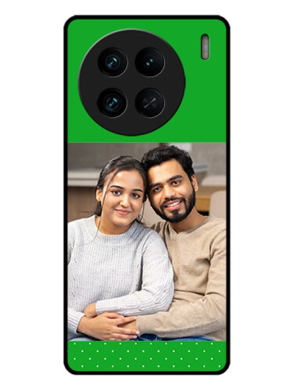 Custom Vivo X90 Pro 5G Personalized Glass Phone Case - Green Pattern Design